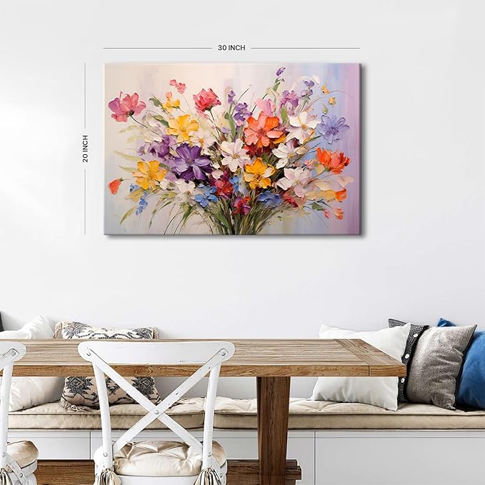 Colorful Flower Pictures Wall Decor Wildflower Wall Art for Teen Girls Bedroom Abstract Nature Poppy Daisy Floral Canvas Painting Watercolor Botanical Plant Poster Modern Artwork Home Decoration 20x30