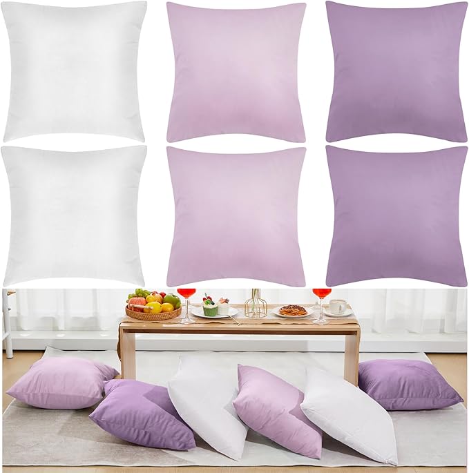 Berlune 6 Pcs Velvet Throw Pillow Covers 18" x 18" Decorative Cushion Cases Soft Pillowcase for Graduation Coquette Party Accessories Couch Sofa Bed Chair Home Decor, No Inserts (Purple Series)