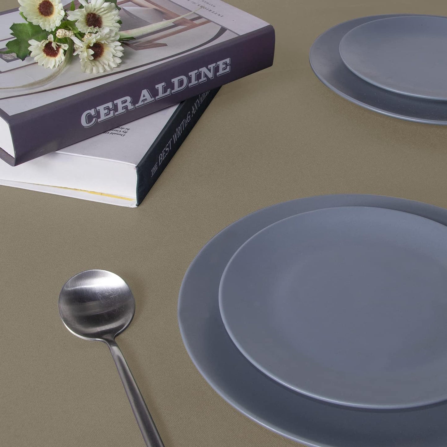 sancua Square Tablecloth - 70 x 70 Inch - Stain and Wrinkle Resistant Washable Polyester Table Cloth, Decorative Fabric Table Cover for Dining Tables, Buffet Parties and Camping, Taupe