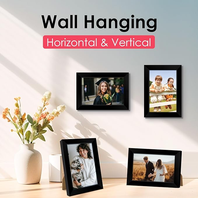 FIXSMITH 4x6 Picture Frame, Black Photo Frames with HD Plexiglass for Wall Hanging or Tabletop Display, 2 Pack