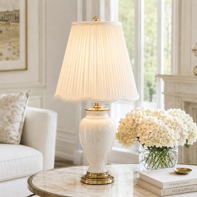 Royal Designs, Inc. BS-754-14WH-2 Bottom Scallop Gather Pleat Basic Lamp Shade, 7 x 14 x 11.5, White, 2-Pack