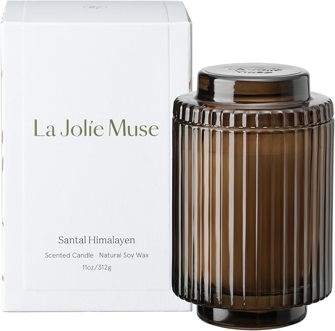 LA JOLIE MUSE Santal Himalayen Candle, Amber Scented Candles Gifts for Women, Natural Soy Candle, Candles for Home Scented, Luxury Glass Jar Candles for Home Decor, 60 Hours Long Burning, 11 Oz