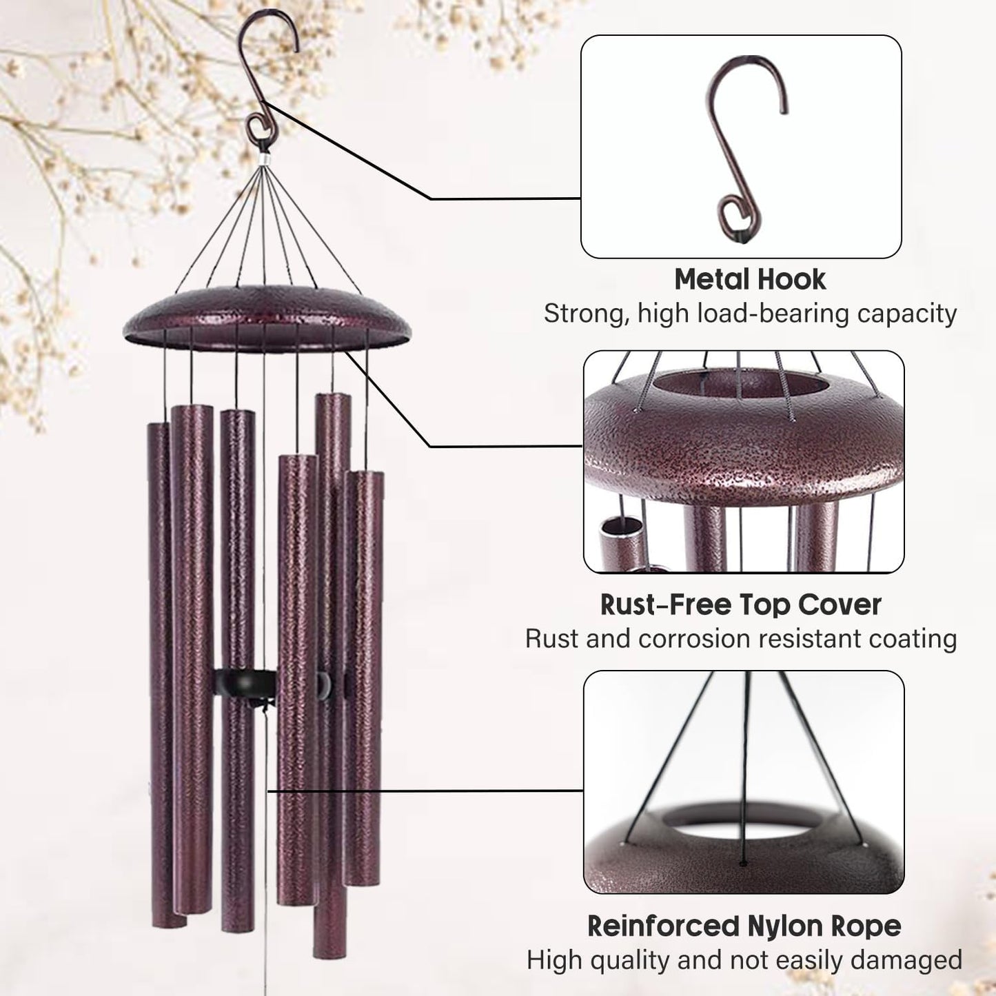 ASTARIN 36" Large Deep Tone Personalized Name Sympathy Wind Chimes, Cardinal Memorial Wind Chime for Loss of Mother Father Loved One, Bereavement Condolence Gifts Decor Outdoor Patio Garden