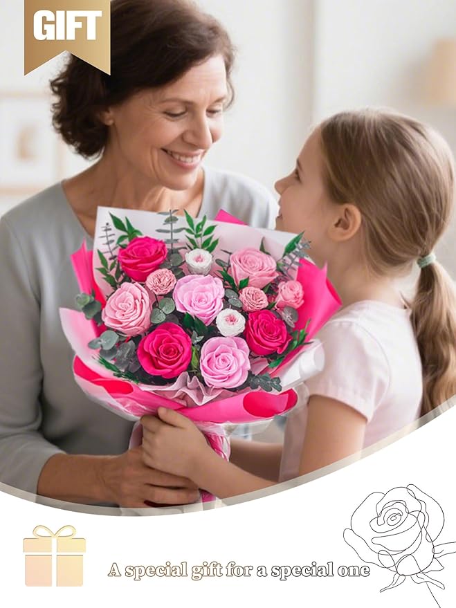 Flowers for Delivery Prime Forever Flowers Preserved Roses Bouquets Purple Flower Birthday Gifts for Women Valentine's Day Mothers Day Graduation