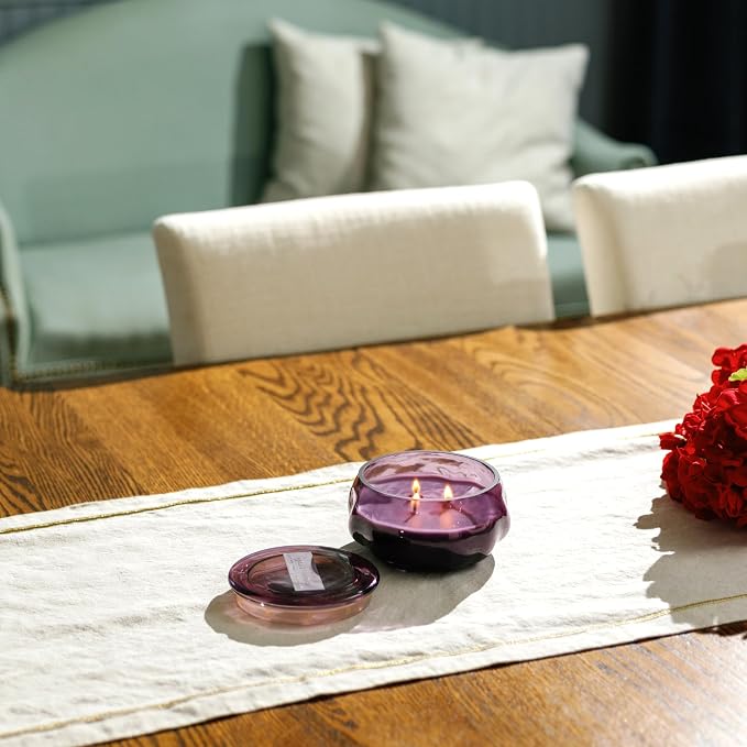 Paddywax Basalt Collection Scented Candle, Soy Wax Blend Glass Jar with Lid, Reusable Home Décor Candle, 10 oz, Violet Vessel, Violet and Vanilla
