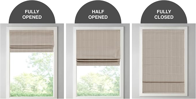 Madison Park Galen Cordless Roman Shade, 29"W x 64"H, Sheen Taupe – Room Darkening, Thermal Insulated, Energy Efficient Window Blind with Subtle Sheen Basketweave Fabric for Privacy
