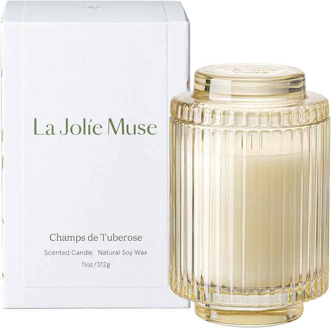 LA JOLIE MUSE Tuberose Floral Scented Candles for Home, 11 oz Natural Soy | Luxury Jar Candle, Clean Non Toxic Wax, Gift for Women & Men, Decorative Candle for Candle Warmer, Ylang, Orange Bloom