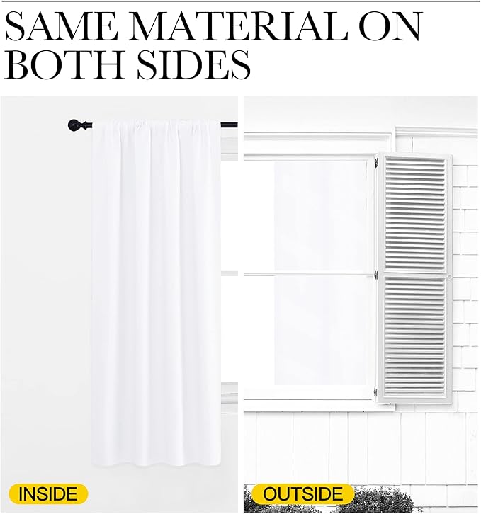 NICETOWN White Curtains, 50% Light Blocking Curtain Panels for Bedroom, Home Decoration Easy-Care Solid Rod Pocket Draperies/Drapes, Window Covering for Kitchen (2 Panels, 70 by 84, White)