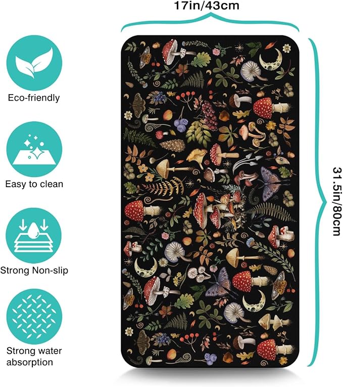 Fun Coffee Mat 31inx17in,Coffee Bar Mat for Countertops,Absorbent Hide Stain Anti-Slip Coffee Bar Accessories Fit Under Coffee Machine Mat,dish Drying Mats for Kitchen