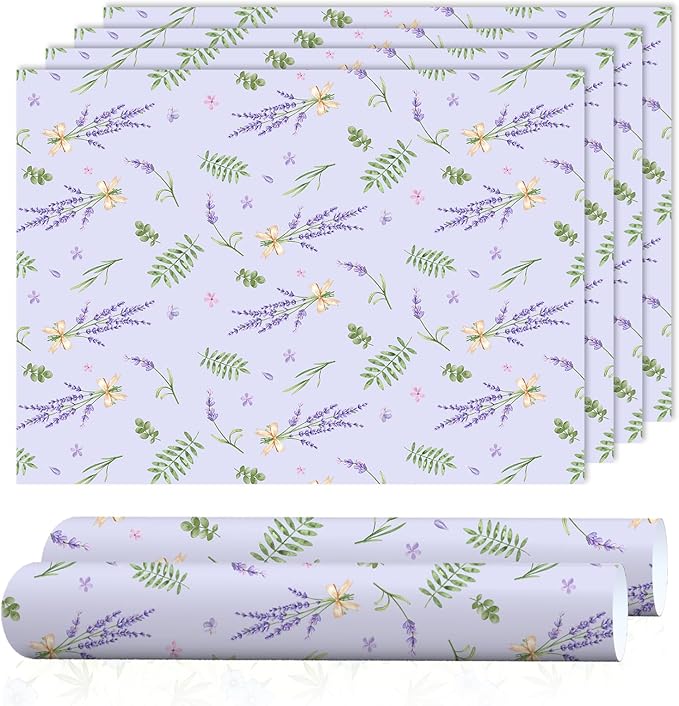 SCENTORINI Lavender Scented Drawer Liners for Dresser, 14.3 x 19.6 Inch 6 Sheets, Non-Adhesive Drawer Shelf Liners for Bedroom Dresser, Kitchen Cabinets, Home Shelf Closet