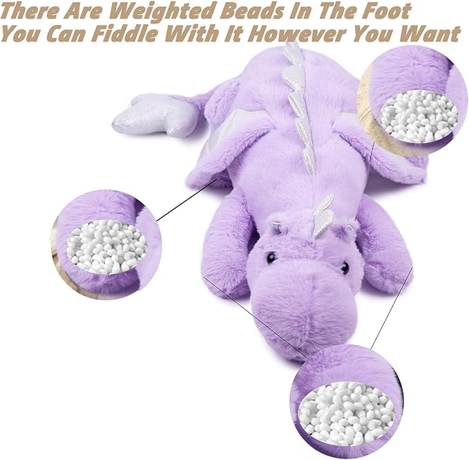 ARELUX Large 36in Cute Dragon Stuffed Animals Plush Toy Soft Purple Pterosaur Plushie Giant Fuzzy Dinosaur Pillow Plushies with Wings Cuddly Gifts for Friends Family