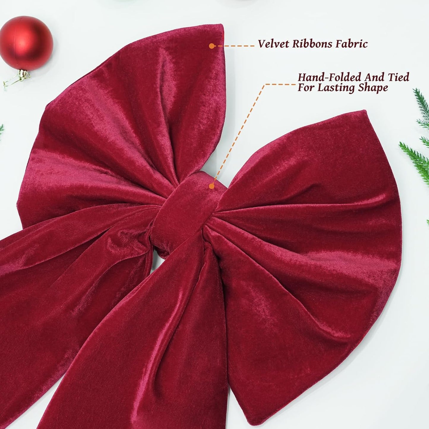 Christmas Decorations - Christmas Bows - 36x18 Inches Large Red Velvet Christmas Tree Topper - Burgundy Ribbon Gift Bows - Xmas Decor for Indoor Outdoor Home Wreaths Mantle Front Door Porch Wedding
