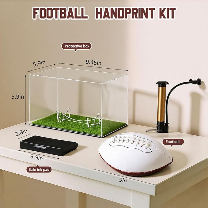 Soulchen Football Newborn Footprint Kit with Ink Pad Baby Hand and Footprint Kit for Newborn Memory Rookie of the Year First Birthday Baby Shower Gifts