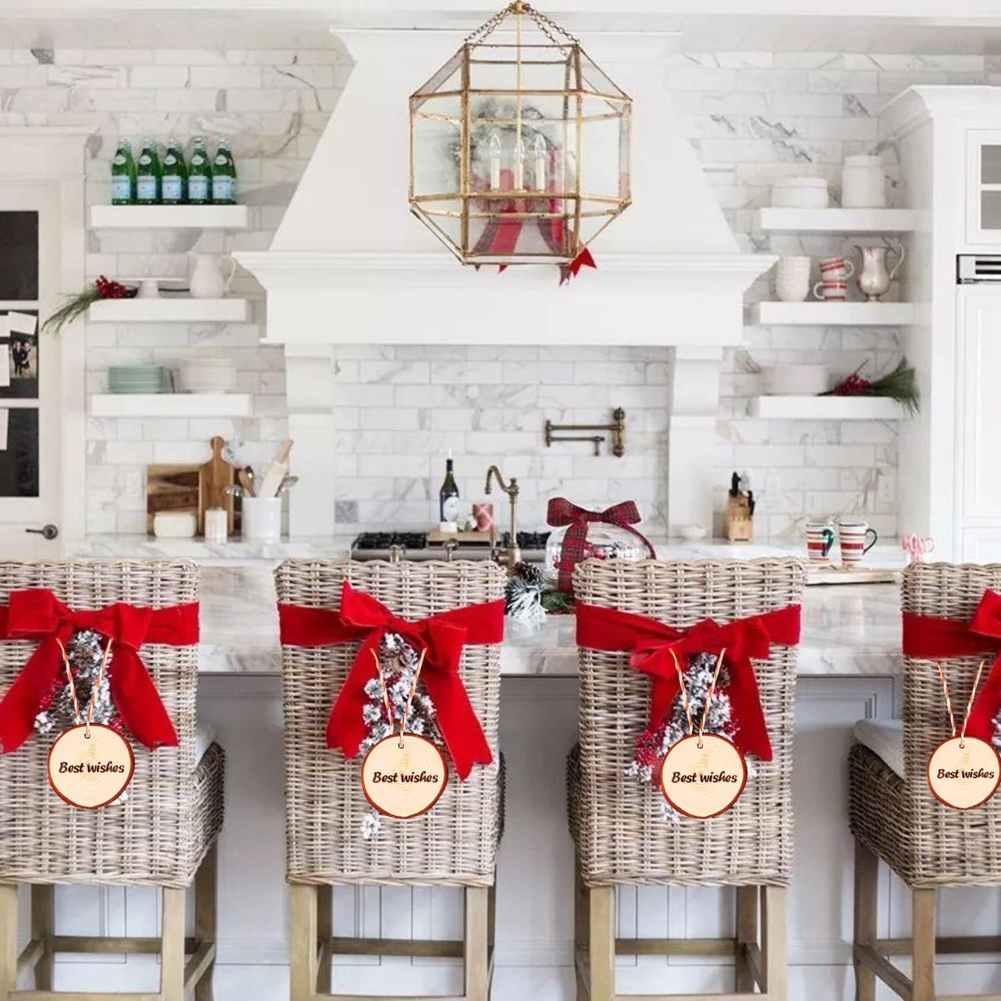 Wood Slices TICIOSH Craft Unfinished Wood kit Predrilled with Hole Wooden Circles for Arts Wood Slices Christmas Ornaments DIY Crafts 30 Pcs 3.1-3.5 inches