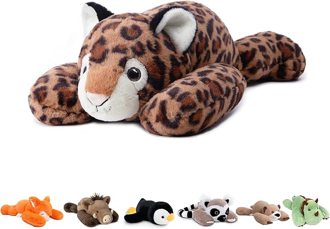 Niuniu Daddy Leopard Weighted Stuffed Animals for Kids & Adults, 24" | 5lb Large Weighted Plushies Pillow for Sleeping and Calming, Cute Lying Toy Huggable Gift for Everyday Comfort