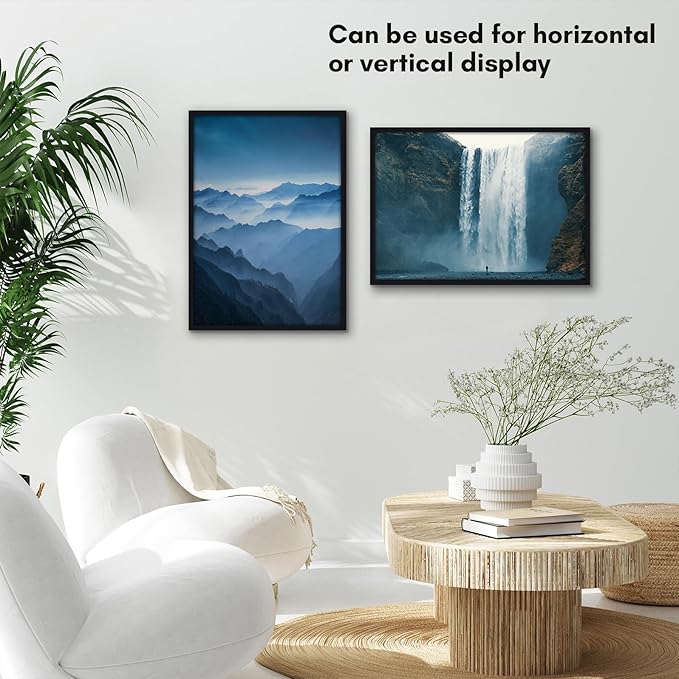 Americanflat 14x20 Picture Frame with Polished Plexiglass - Streamline Collection - Thin Border Picture Frame for Wall Display - Hanging Hardware Included - Black