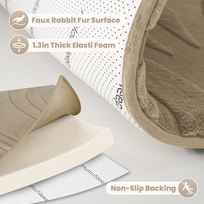 Huloo Sleep Ultra Soft Fluffy Baby Play Mat for Floor,1.3" Thick Cushion Padded Kids Rug with 3D Carved Faux Rabbit Fur,Non-Slip Large Carpet Nursery Rug Area Rug for Playroom Living Room(Light Brown)