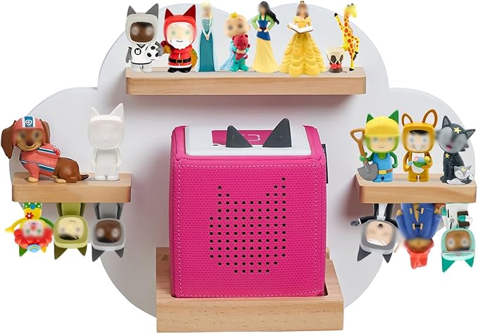 Cloud Toines Shelf, for TonieBox 1 and Toniebox 2 Tonies Wall Shelf Tonies Storage for 12-20 Toine Figures Characters Magnetic Shelf for Tonies Toniebox, Charging Station, Kids Play Room(White)