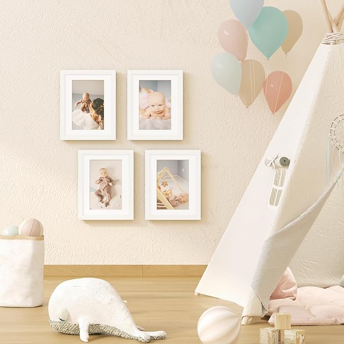 KINLINK 8.5x11 Kids Art Frame Set of 2, Solid Wood Kids Artwork Frames Changeable with Front Opening Hold 150 Pictures, Art Frames for Kids Art with Mat，without Mat 8.5x11 Picture Frame, White