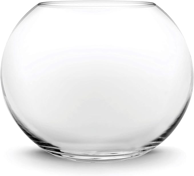 CYS EXCEL Large Glass Bubble Bowl (H-9.5" W-11, Approx. 2.8 Gal.) Fish Bowl Round Terrarium Vase Globe Flower Centerpiece for Weddings Events Arrangements