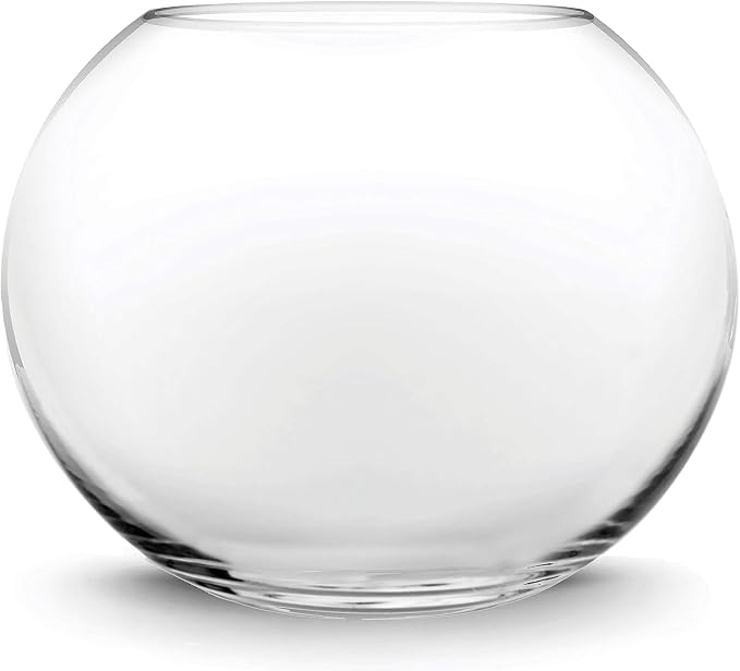 CYS EXCEL Large Glass Bubble Bowl (H-13.5" W-15.5", Approx. 7.4 Gal.) Round Bowl Terrarium Globe Flower Vase Centerpiece for Weddings Events Arrangements