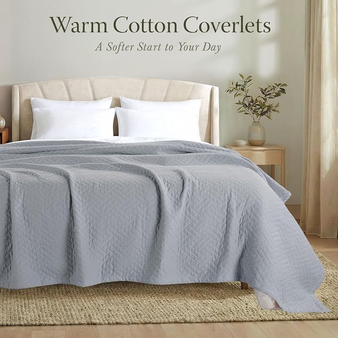 Threadmill Luxury Cotton Blankets for Twin Size Bed | All-Season 100% Cotton Twin Blanket for Bed | Jacquard Lightweight, Soft & Cozy Coverlet, 350GSM, 68 x 90 inches | Scottish Grey