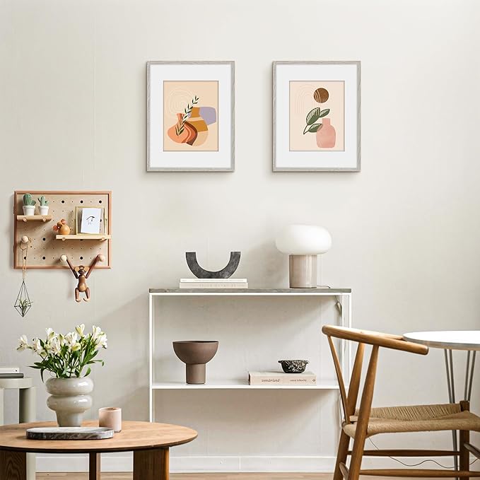 Picrit 11x14 Picture Frame Set of 12, Display 8x10 with Mat or 11x14 without Mat, Photo Frames for Wall Mounting or Table Top Display, Gray