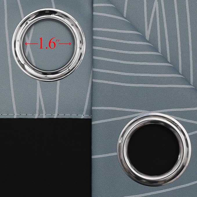 Estelar Textiler Stone Blue and Greyish White Ombre Blackout Curtains 90 Inch Length 2 Panels Set, Thermal Insulated Drapes for Bedroom,Full Room Darkening Gradient Curtains for Living Room,52Wx90L