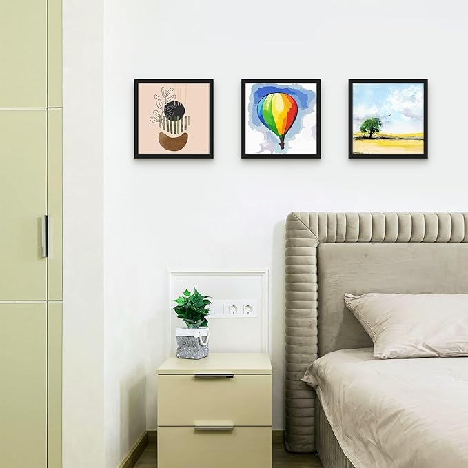 Picrit 10x10 Picture Frame Set of 12, Display 5x5 with Mat or 10x10 without Mat, Photo Frames for Wall Mounting Display, Black
