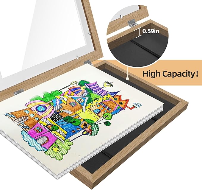 4 Pack Kids Artwork Frames Changeable 8.5 x 11 Inch Children Art Projects Kids Art Frames Front Opening Picture Display Frame, Wood