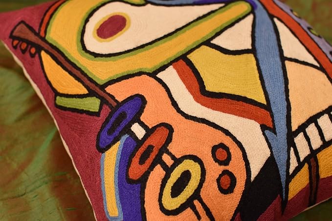 Abstract Pillows by Alfred Gockel Modern Pillowcase for Couch Bass Dance Musical Cushion Mid Century Modern Throw Pillowsham Chair Cushion Hand Embroidered Wool Size 18x18