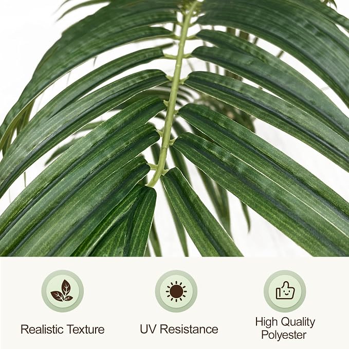 Artificial Palm Tree 7ft Tall Fake Palm Tree Indoor Decor with 18 Leaves and Real Bark Design Faux Tropical Areca Palm Silk Floor Plant in Pot for Home Office Living Room Bedroom Decor 1pcs