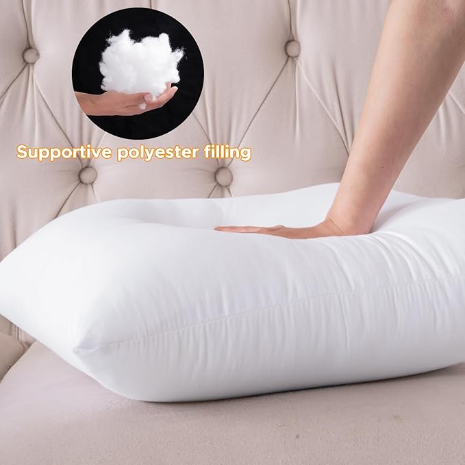 26x26 Outdoor Pillow Inserts Set of 2 Waterproof Hypoallergenic Oversized Throw Cushion Fillers – Square Polyester White Decorative Pillows for Couch Bed Sofa Patio Furniture – Soft & Firm Support