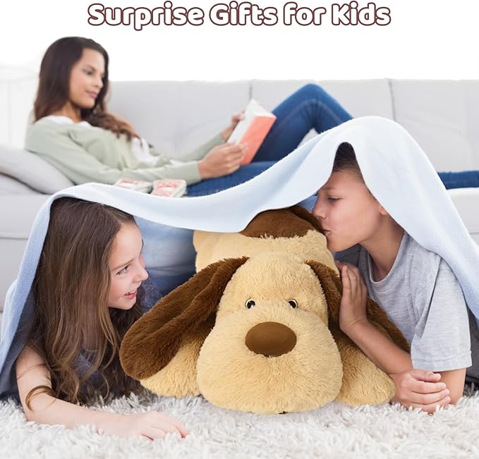 MorisMos 32 Inch 5Lbs Weighted Dog Stuffed Animals, Giant Large Weighted Stuffed Dog Plush Puppy Pillow for Adults Kids, Teens, Girls, Boys
