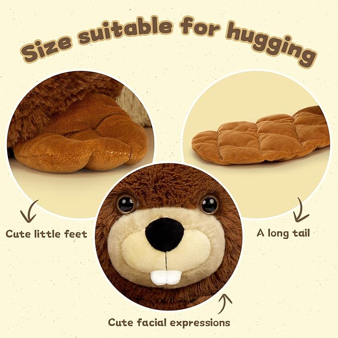MaoGoLan 4Pcs Beaver Stuffed Animals with Three Babies Inside,17.7" Fluffy Giant Beaver Plush Gift,Funny Beave Plushie Woodland Toys for Kids,Teens,Baby Shower,Christmas