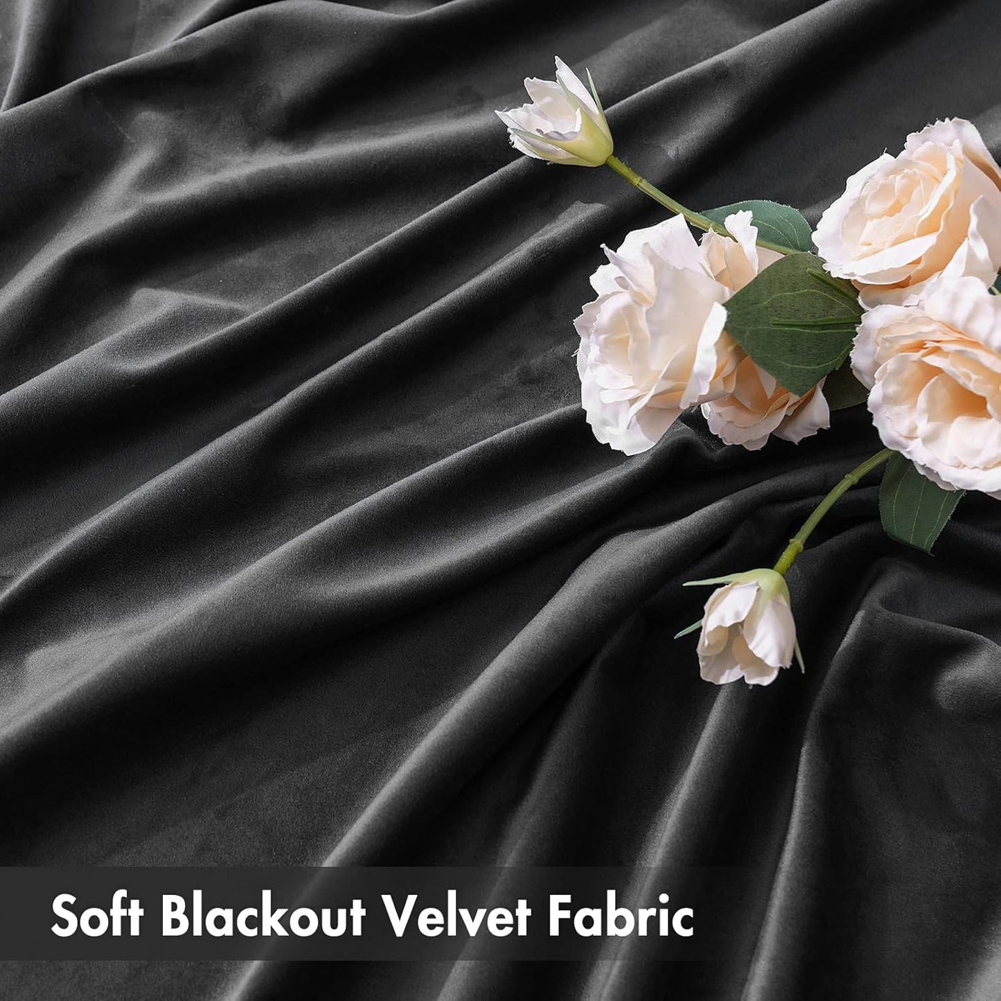 MIULEE Black Velvet Curtains Thermal Insulated Blackout Curtain Drapes for Bedroom Living Room Darkening 96 Inches Long Curtains Panels Rod Pocket Set of 2