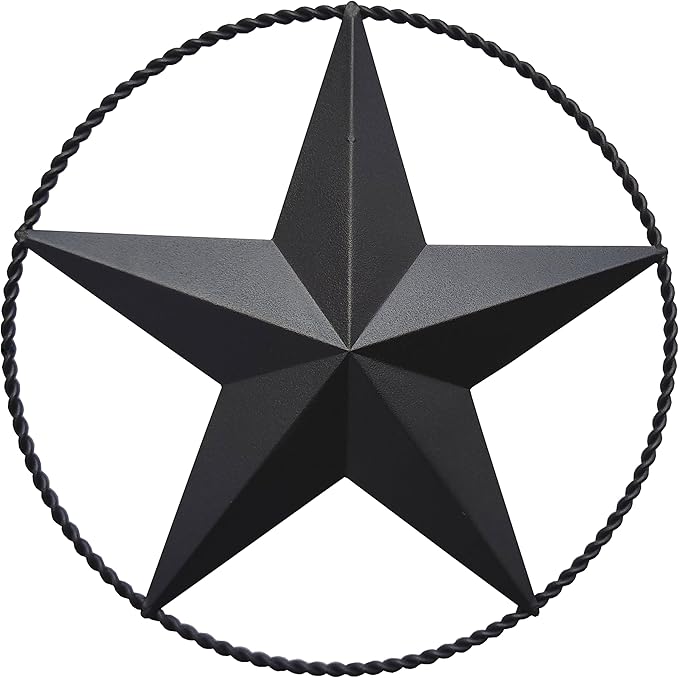 JoyEvy 9.5" Black Barn Star Wall Decor, Metal Stars for Outside or Inside of House, Iron Texas Stars Rustic Vintage Western Country Home Farmhouse Wall Art Decorations