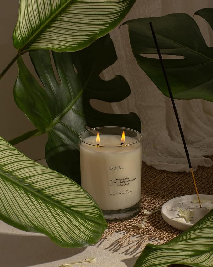 Brooklyn Candle Studio Bali Classic 2 Wick Candle - Luxury Scented Candle, Vegan Soy Wax, Hand Poured in The USA, 70 Hour Slow Burn Time - 13oz