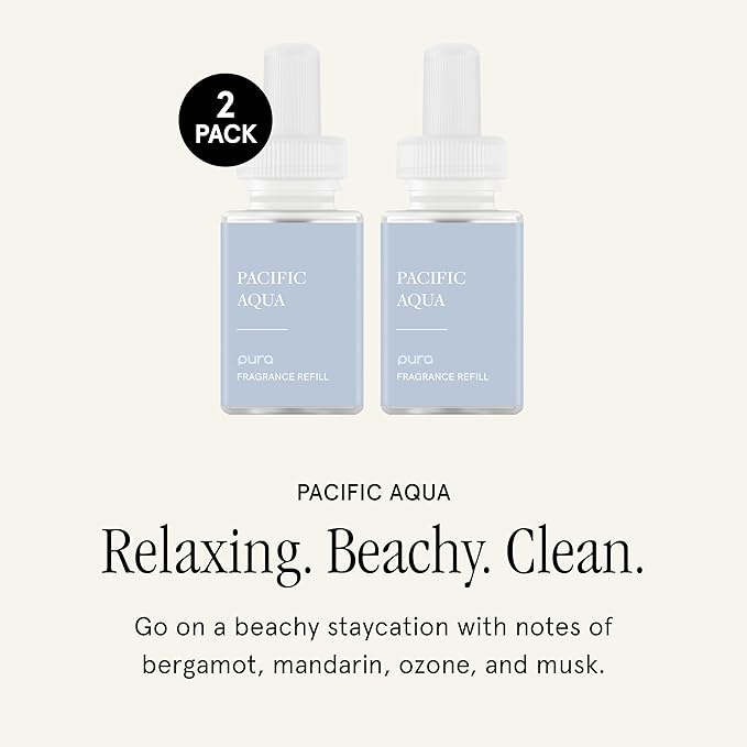 Pura Smart Home Scent Refill - Long-Lasting Premium Fragrance per Refill - Clean Diffuser Fragrance for Home, Office & Apartment - 2 Pack, Pacific Aqua