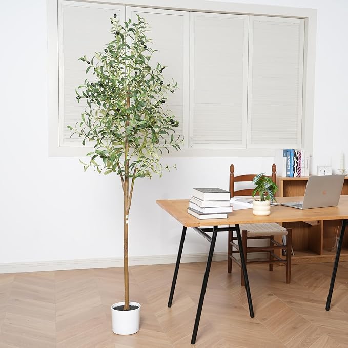 Olive Tree 6FT Fake Tree Faux Plants Indoor with Pot Artificial Tree Nearly Natural Olive Branches and Fruits for Living Room Home Office Decorations
