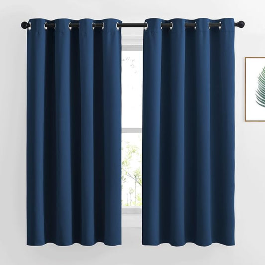 NICETOWN Moroccan Blue Blackout Nursery Curtains, Grommet Thermal Curtains & Drapes Room Darkening Window Treatment Sound Reducing for Bedroom, 2 Panels, W46 x L63