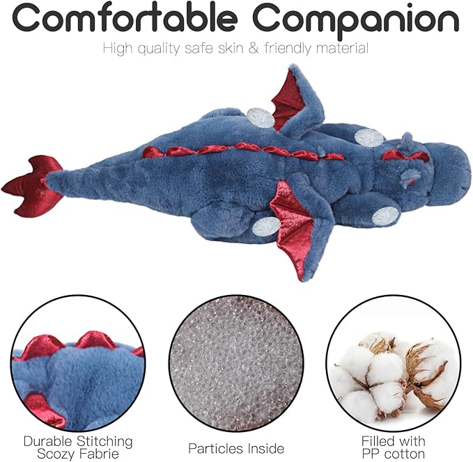 ARELUX Large 36in Cute Dragon Stuffed Animals Plush Toy Soft Blue Pterosaur Plushie Giant Fuzzy Dinosaur Pillow Plushies with Wings Cuddly for Friends Family Member