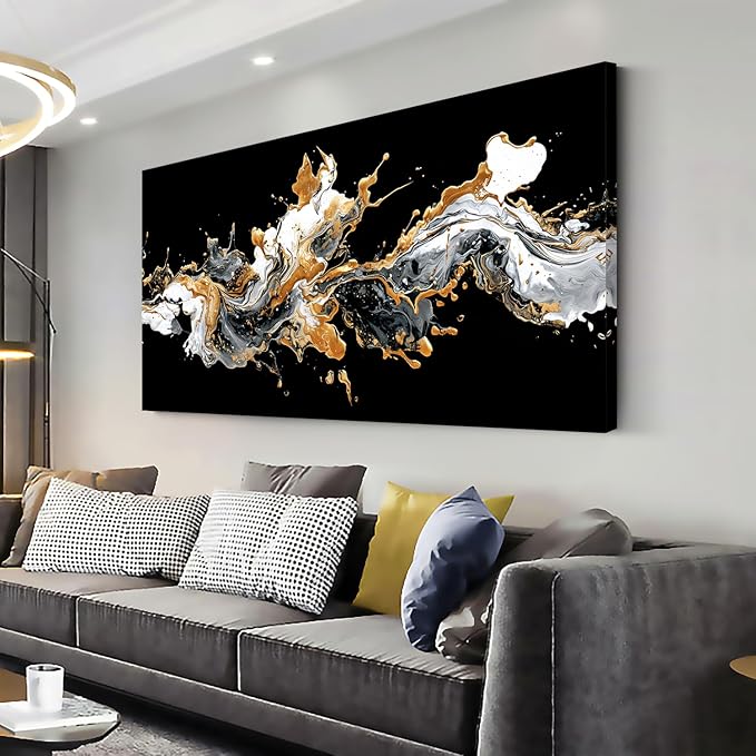 Ggaafet Black and White Abstract Wall Art for Bedroom Canvas Painting Prints Beautiful Pigment Water Drop Art Deco Modern Artwork Office Family Room Decor