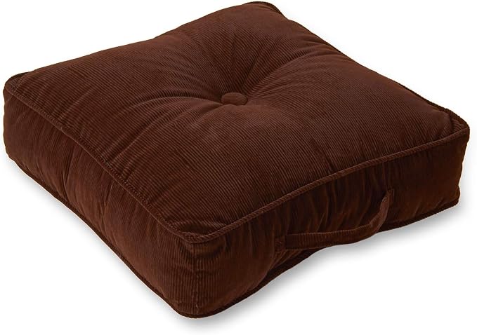 Greendale Home Fashions Omaha Corduroy 21" Square Floor Pillow with Carry Handle, Pecan