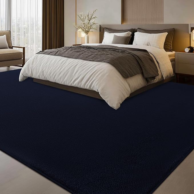 qulint Large Area Rug for Living Room 6x9, Navy Blue Washable Rug for Bedroom Soft Thickened Memory-Foam Indoor Modern Rug, Minimalist Non Slip Carpet for Boys Girls Kid Room Dorm Home Decor
