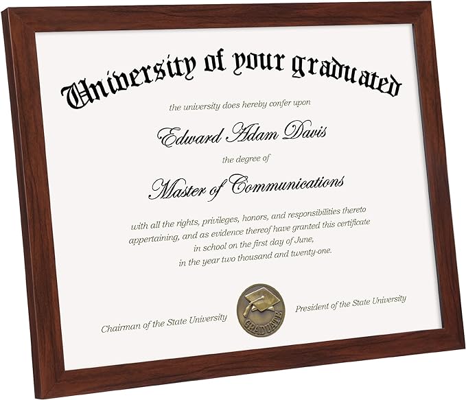 upsimples Certificate Frame with High Definition Glass, 8.5 by 11 Picture Diploma Document Frames for Wall and Tabletop,Mahogany 5 Pack
