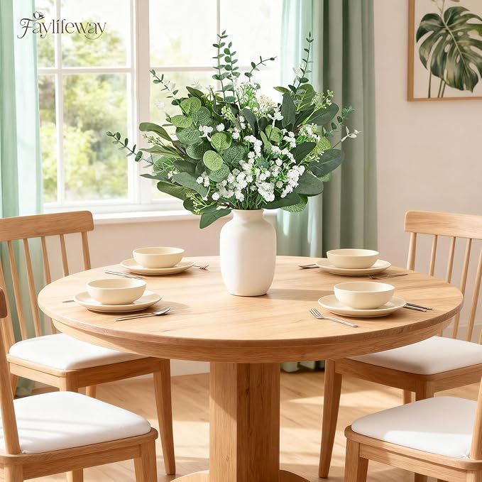60 PCS 4 Kinds Mixed Artificial Greenery Stems,Baby Breath Flowers Artificial Bulk with Fake Eucalyptus Stems for Wedding Vase Bouquet Home Floral Decor