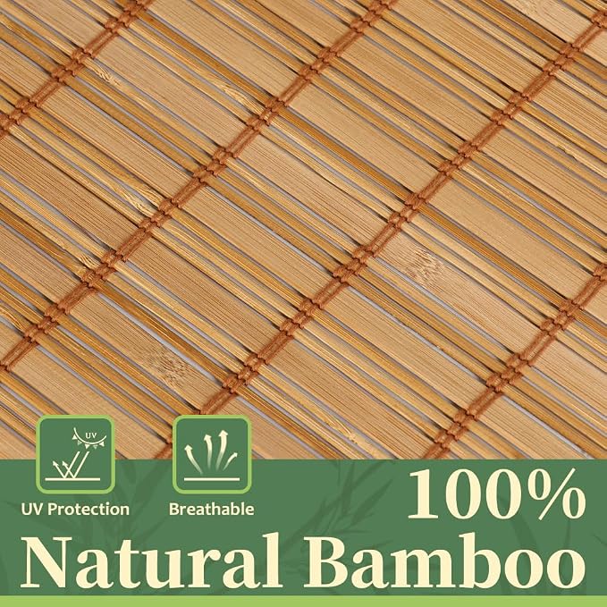 AGESISI Bamboo Roman Shades with Valance Cover, Cordless Blinds for Indoor Windows, Light Filtering Woven Wood Shades for Home & Patio, Privacy Protection, 25" W x 64" H, Carbonized