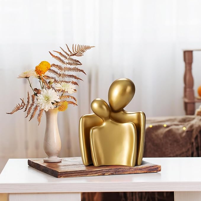 Flytime Love Couple Statue-8 Inch, Suitable for Home Modern Art Decor Sculpture Placed in TV Stand, Living Room, Bookshelf, Bedroom for Valentine's Day, Wedding, Anniversary(Gold)