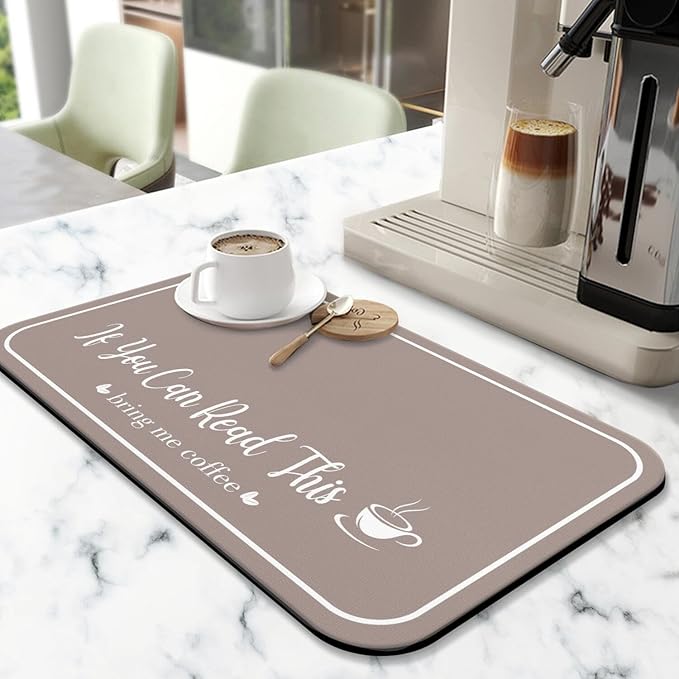 Coffee Bar Mat for Countertops 18inx24in,Absorbent Hide Stain Anti-Slip Cafe Bar Accessories Fit Under Coffee Machine Mat,dish drying mats for kitchen